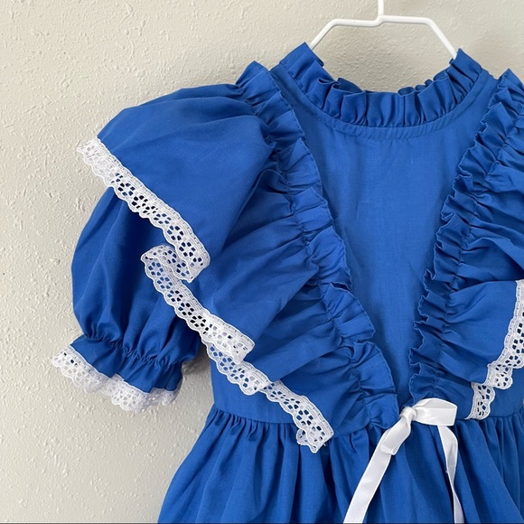 Vintage Kandy Ann Cobalt Blue With White Lace Trim Size 3T - Picture 3 of 6